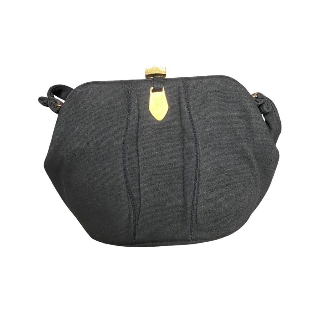 VINTAGE 50's GRACELINE ART DECO Black Fabric Handbag